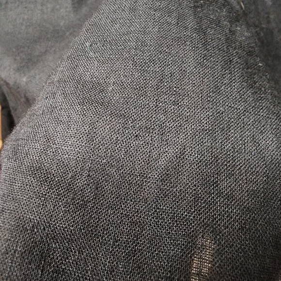 Linen black oversized shirt, with collar, linen Cotton blend, h&m, v-neck - Picture 5 of 6